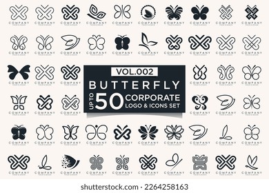 set of creative abstract butterfly logo design.