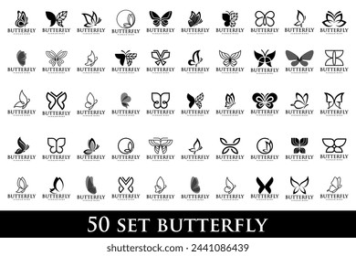 set of creative abstract butterfly logo design. Vector illustration