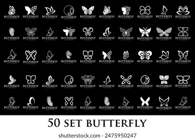 set of creative abstract butterfly logo design. Vector illustration