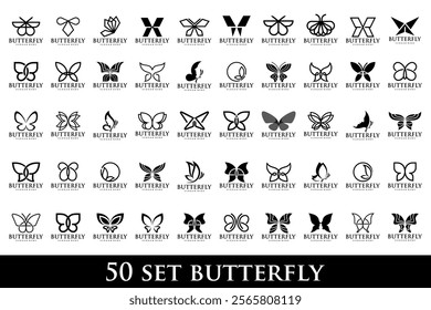 set of creative abstract butterfly logo design. Vector illustration