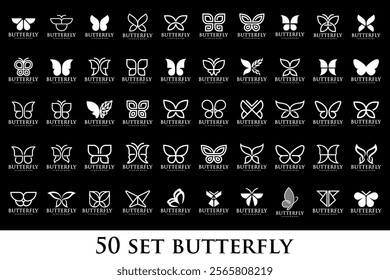 set of creative abstract butterfly logo design. Vector illustration