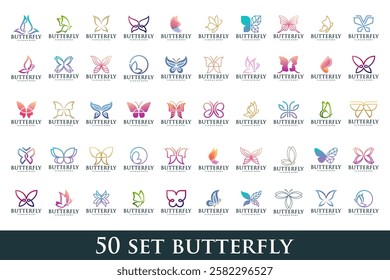 set of creative abstract butterfly logo design. Vector illustration