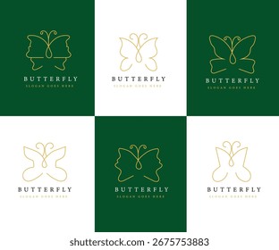 Conjunto de design de logotipo borboleta abstrata criativa, logotipo borboletas bonitas, estilo lineart logotipo borboleta