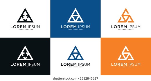 Set of creative abstract geometric triangle logo design templates. Premium Vector