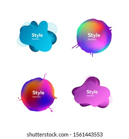 Set of creative abstract graphic elements. Dynamical colored forms. Gradient banners with flowing liquid shapes. Template for design of logo, flyer or presentation. Vector illustration