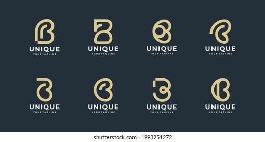 Set Of Creative Abstract Monogram Letter B Logo Design