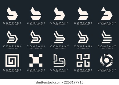Set of creative abstract monogram letter B logo design