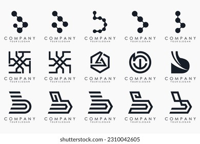 Conjunto de diseño creativo del logotipo de la letra B del monograma abstracto