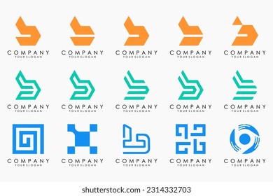 Set of creative abstract monogram letter B logo design