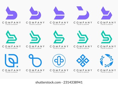 Set of creative abstract monogram letter B logo design
