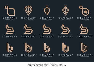 Conjunto de diseño creativo del logotipo de la letra B del monograma abstracto