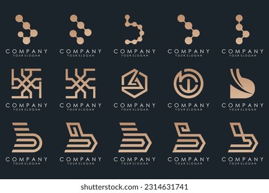 Set of creative abstract monogram letter B logo design
