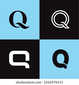 Set of creative abstract monogram letter Q logo design
