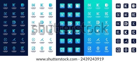 Set of creative abstract monogram letter K logo design collection.