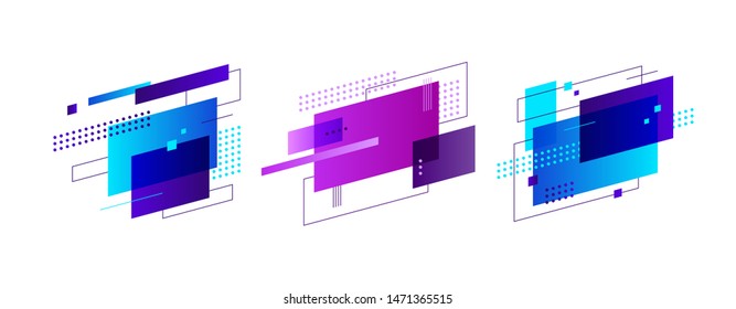 Set of creative abstract shapes. Geometric colored forms and lines. Gradient abstract banners with flowing liquid shapes. Template for logo, flyer, presentation