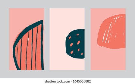 Set Of Creative Abstract Templates For Social Media. Background With Shapes In Modern Trendy Contemporary Style For Promotion, Presentation, Sales. 
