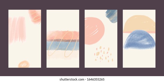 Set Of Creative Abstract Templates For Social Media. Background With Shapes In Modern Trendy Contemporary Style For Promotion, Presentation, Sales. 
