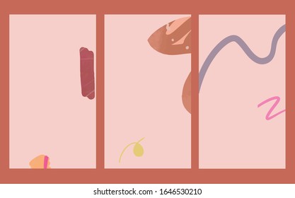 Set Of Creative Abstract Templates For Social Media. Background With Shapes In Modern Trendy Contemporary Style For Promotion, Presentation, Sales. 
