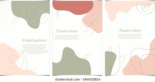 Set of creative abstract templates with spring concept. Design in pastel colors with floral elements of leaves, flowers. Universal design of covers, leaflets, presentations, flyers, reports.