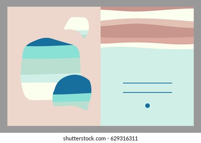 Set of creative abstract vector art cards or posters in pastel trendy colors. Birthday, anniversary, Valentin’s day, party invitations, wedding, covers.