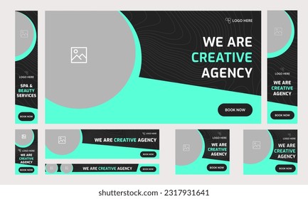 Set of creative agency web banner template design, advertising banner template, fully customizable vector eps 10 file format banner design