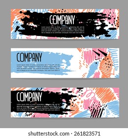 Set of creative artistic banners. Art backgrounds. 