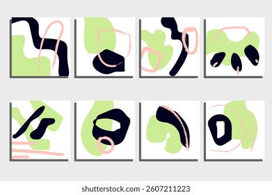 Set of Creative artistic cards template with grunge brush strokes