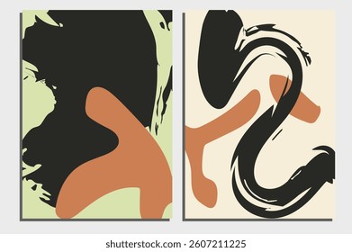 Set of Creative artistic cards template with grunge brush strokes