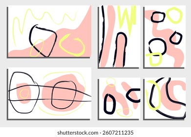 Set of Creative artistic cards template with grunge brush strokes