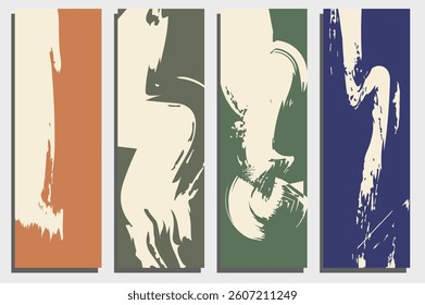 Set of Creative artistic cards template with grunge brush strokes