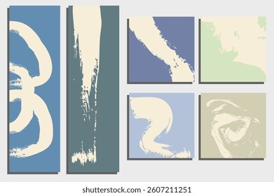 Set of Creative artistic cards template with grunge brush strokes