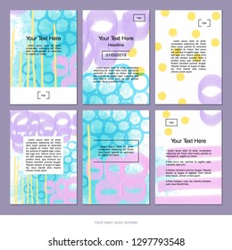 Set of creative artistic hand drawn cards. Cool graphics for flyer, card, poster, postcard, invitation, placard, brochure, banner. Design for invitation, wedding, birthday, party