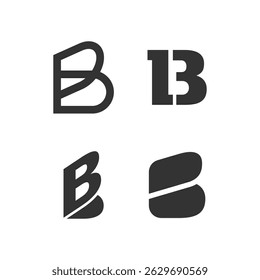 Set of Creative B Letter Logo Template. B Character Logo Symbol.