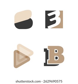 Set of Creative B Letter Logo Template. B Character Logo Symbol.