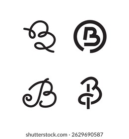 Set of Creative B Letter Logo Template. B Character Logo Symbol.