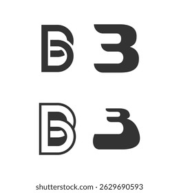 Set of Creative B Letter Logo Template. B Character Logo Symbol.
