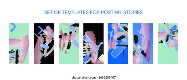 Set creative backgrounds for social media templates. Pastel art colors