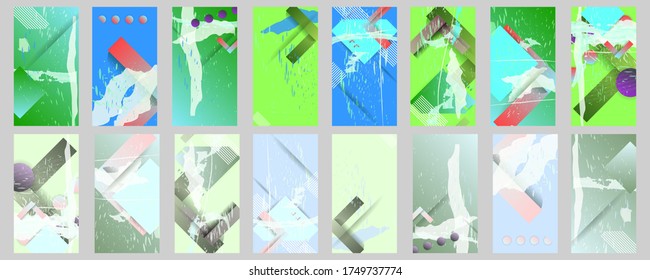 Establecer orígenes creativos para las plantillas de medios sociales. Colores de arte pastel