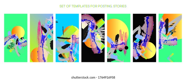 Set creative backgrounds for social media templates. Pastel art colors