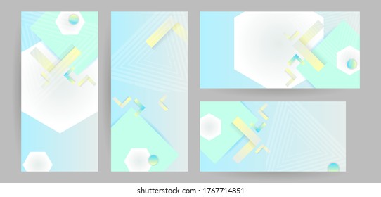 Establecer orígenes creativos para las plantillas de medios sociales. Colores de arte pastel