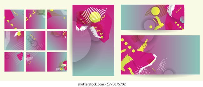 Set creative backgrounds for social media templates. Pastel art colors
