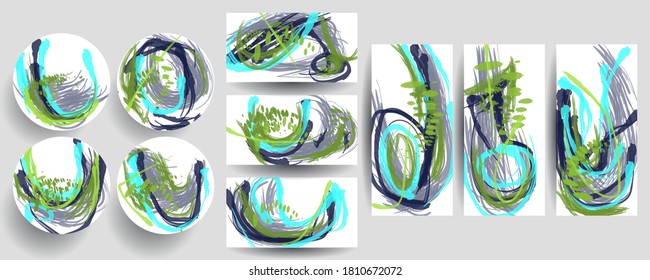 Set creative backgrounds for social media templates. Pastel art colors