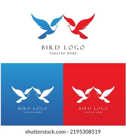 conjunto de logotipo de pájaro creativo con plantilla de lema