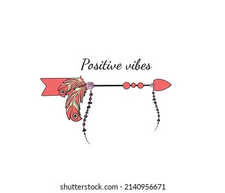Set of creative Boho style Frames mady by Ethnic. Feathers, Arrows and Floral Elements with space for your text on background. Vector illustration