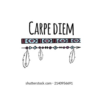 Set of creative Boho style Frames mady by Ethnic. Feathers, Arrows and Floral Elements with space for your text on background. Vector illustration