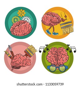 Set of creative brains emblem