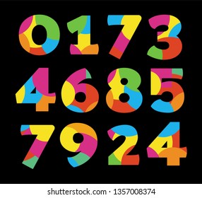 Set of creative bright colorful numbers.