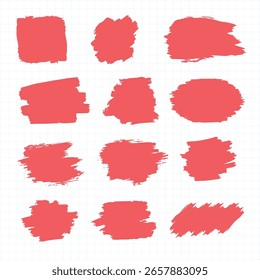 Defina traçados de pincel criativo no plano de fundo branco. Pincel Stock em fundo isolado. Traçado de pincel abstrato sobre fundo branco com tinta a óleo colorida.