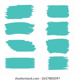 Establecer pinceladas creativas sobre fondo blanco. Cepillo Stock sobre fondo aislado. Pincelada Abstractas sobre fondo blanco con pintura al óleo de colores.