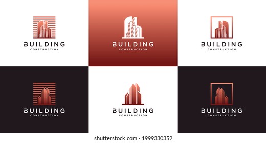 Set of creative building logo template Premium Vector